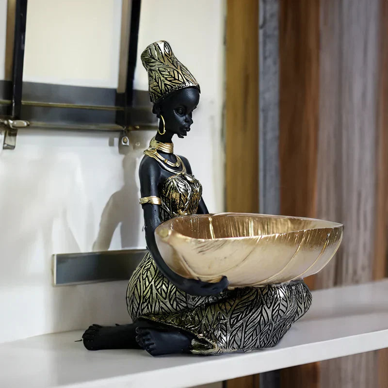 Exotische Frauen Skulptur mit Schlüsselorganisator – Künstlerische Aufbewahrungslösung