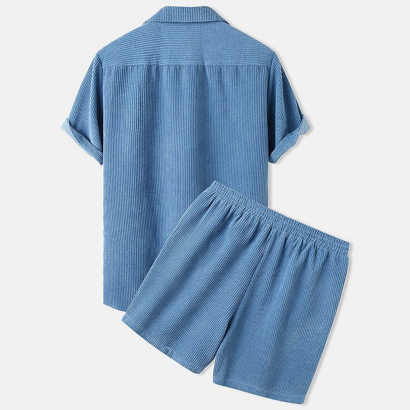 Caspar – Herren Sommeranzug mit Kurzarmhemd und Kordelshorts