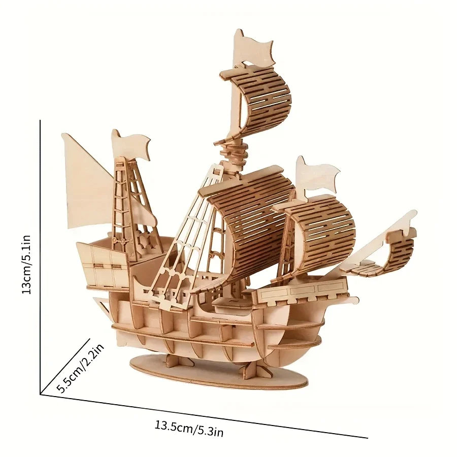 SailCraft 3D DIY-Holzsegelboot-Puzzleset – Dekorationsset für Zuhause und Büro