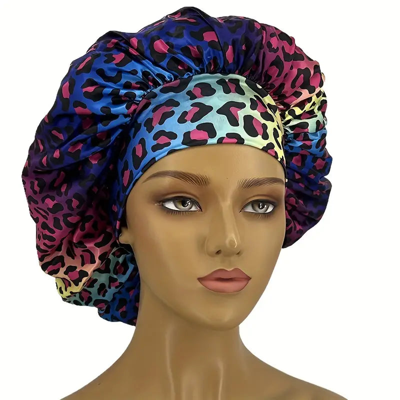 Leopardmusterte Seiden-Schlafmütze für Damen – Weich & Schützend Haube | 1+1 Gratis