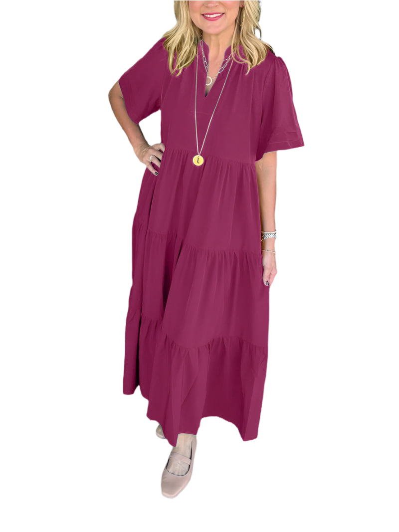 Elegantes Midikleid mit V-Ausschnitt und Rüschenkante
