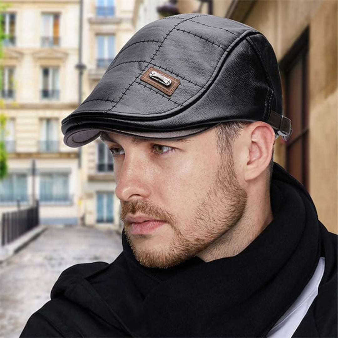 Jade - Retro-inspirierte Baret aus PU-Leder