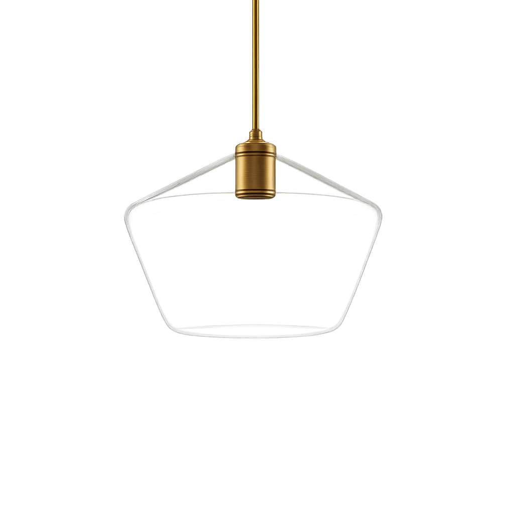 LumaGlow - Elegante Pendelleuchte aus klarem Glas mit Messingfinish