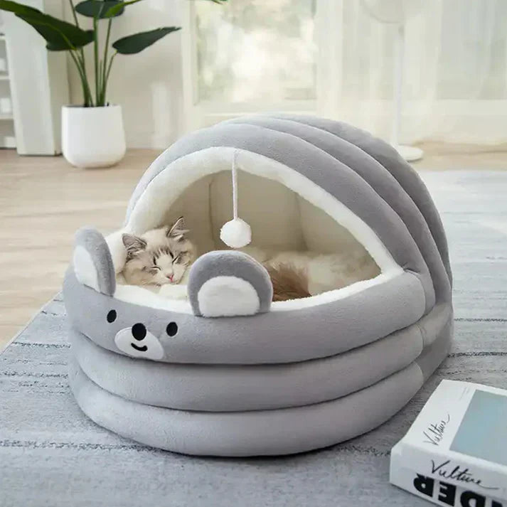 CozyCave - Haustierbett mit Haube für Katzen und kleine Hunde