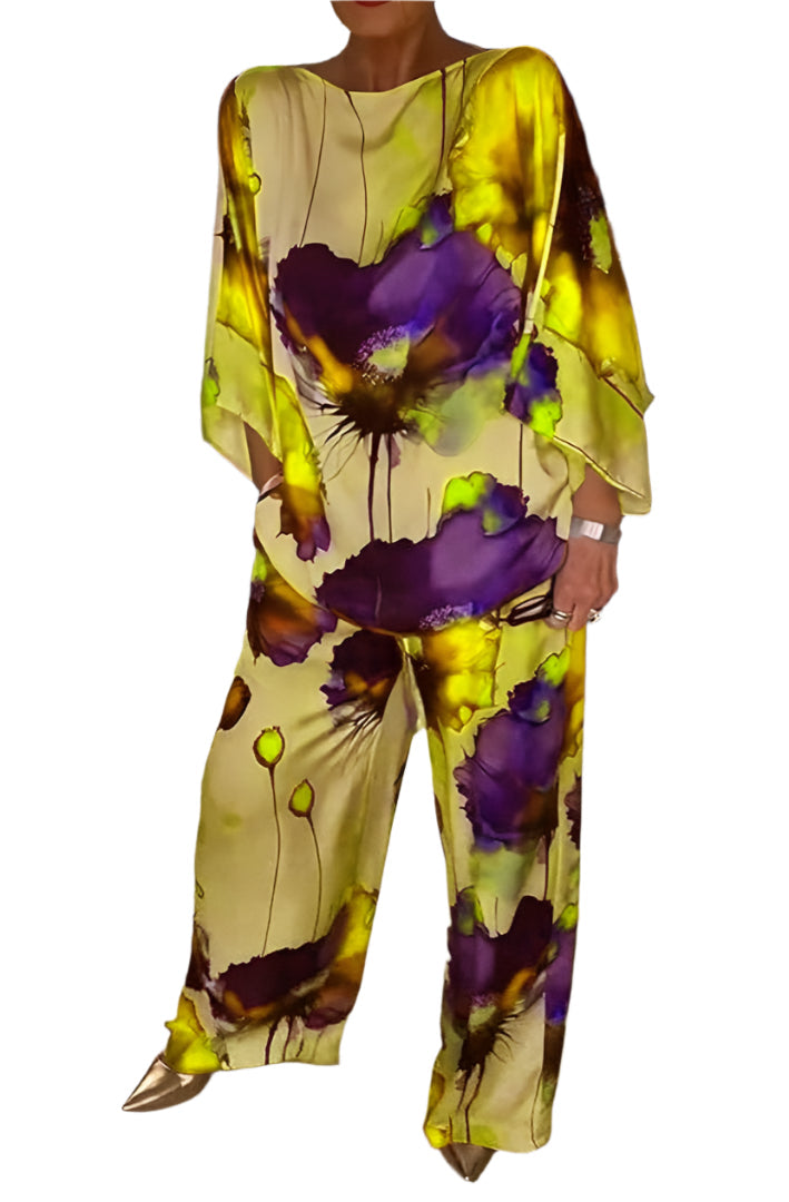 Geldy - Gestreifter Oversize-Top mit weiten Beinen und Hose