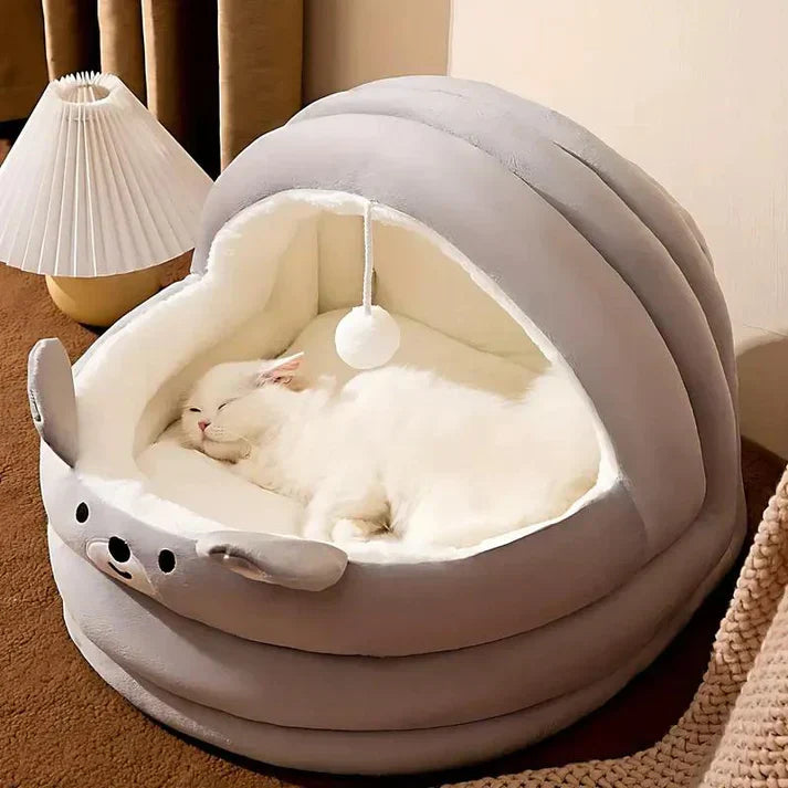 CozyCave - Haustierbett mit Haube für Katzen und kleine Hunde