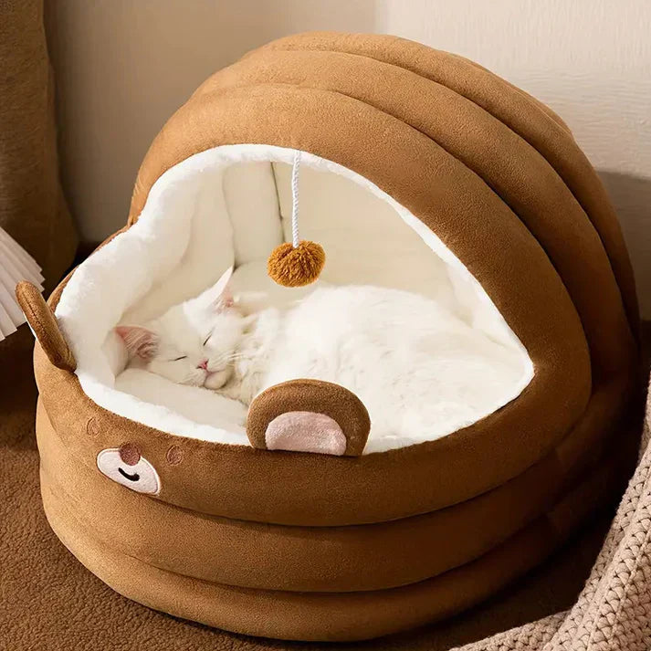 CozyCave - Haustierbett mit Haube für Katzen und kleine Hunde