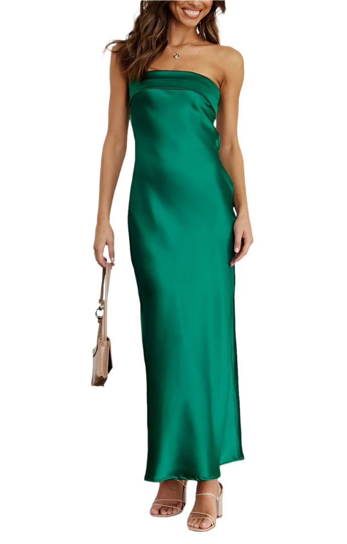 Ophelia - Elegante trägerslose Slip-Maxikleid