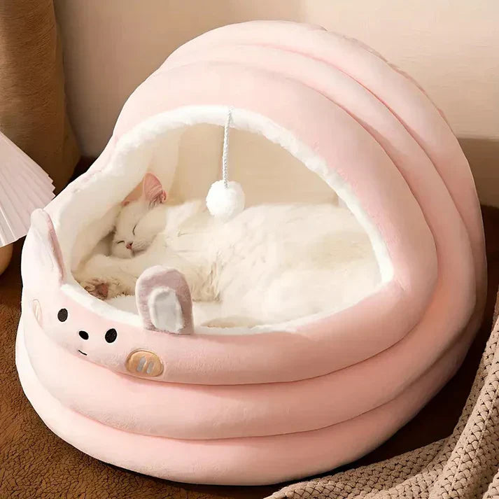 CozyCave - Haustierbett mit Haube für Katzen und kleine Hunde