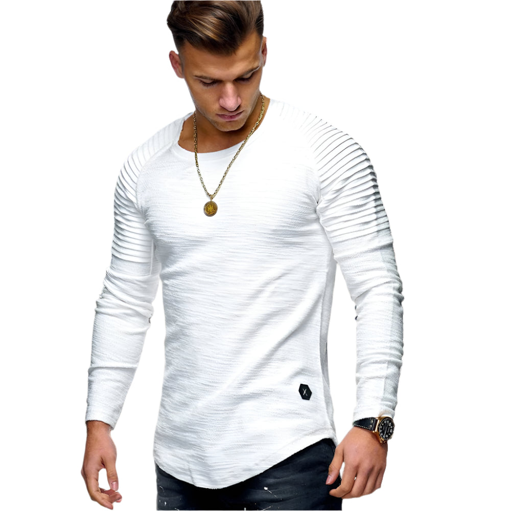 Jake - Plissierter Raglan-Sweatshirt für Männer mit abgerundetem Saum