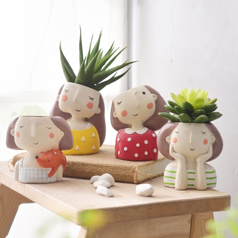 UrbanSprout Mini Harz-Blumentopf-Set – Verspielte Sukkulentgefäße