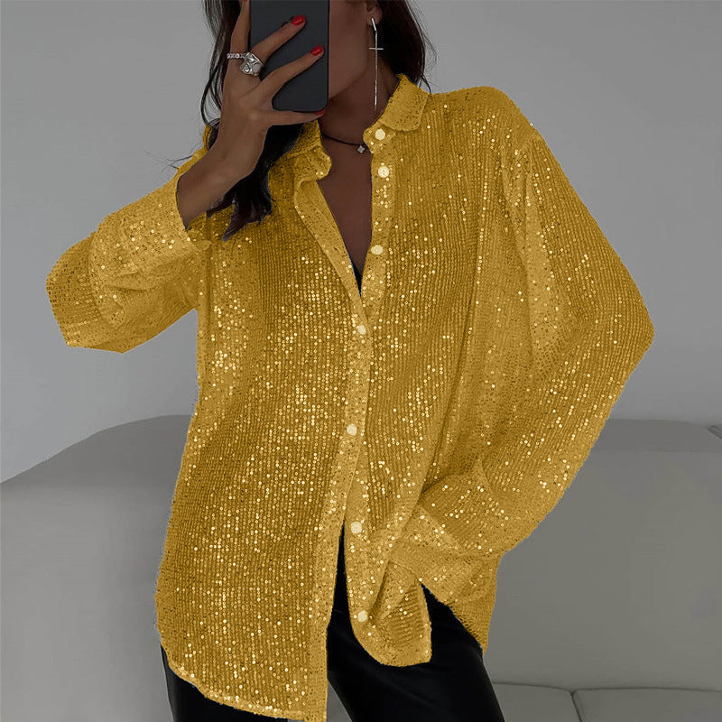 Caroline - Übergroße Paillettenjacke mit Knöpfen