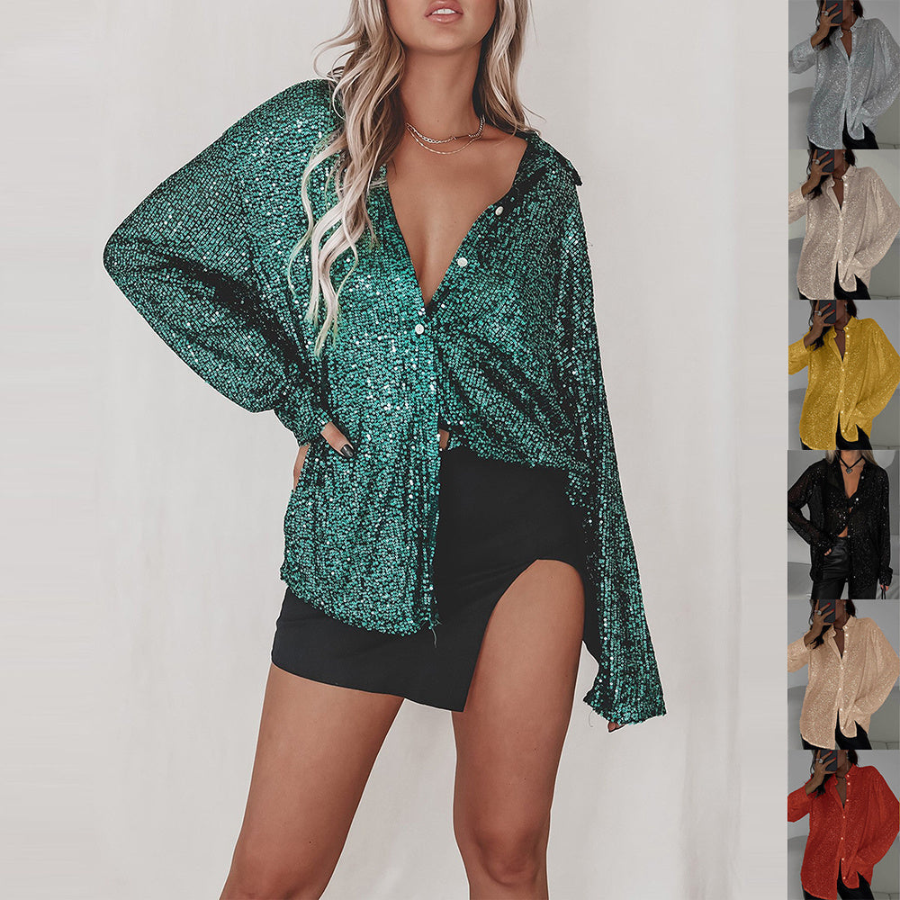 Caroline - Übergroße Paillettenjacke mit Knöpfen