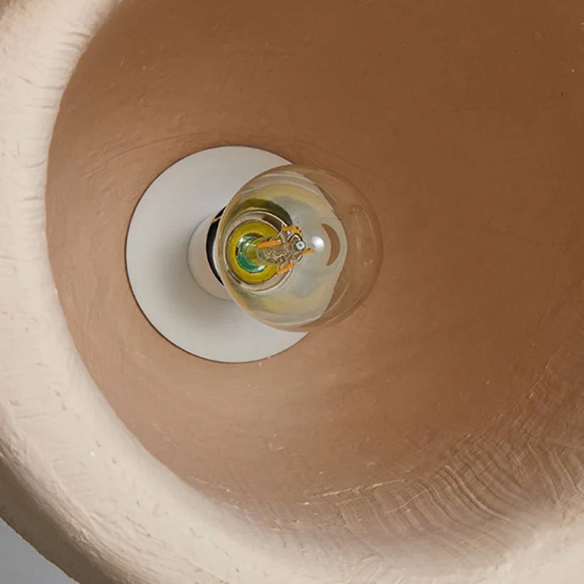 TerraGlow - Texturierte beige Pendelleuchte mit zylindrischem Schirm