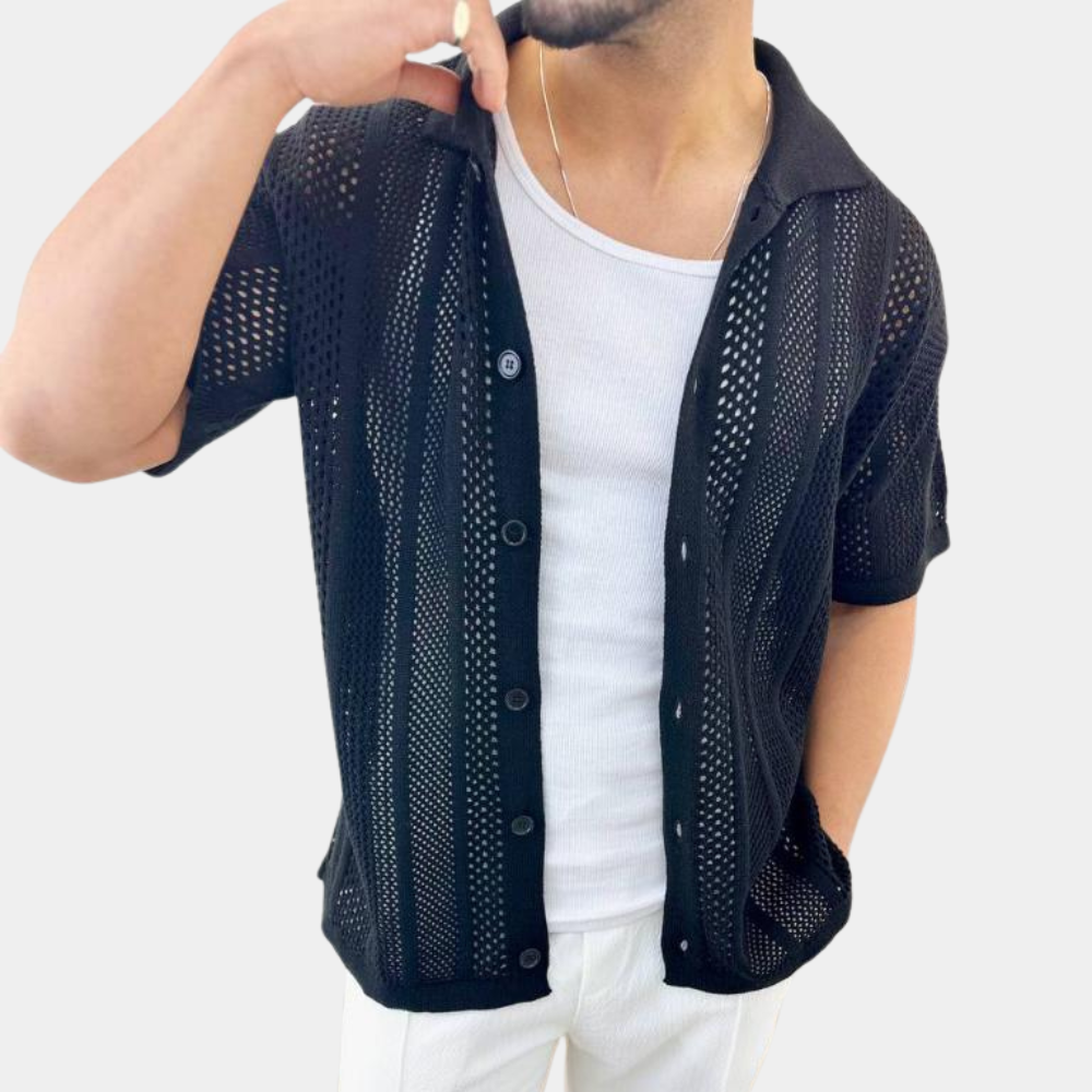 Oliver Kurzarm Herren Cardigan mit Knopfverschluss