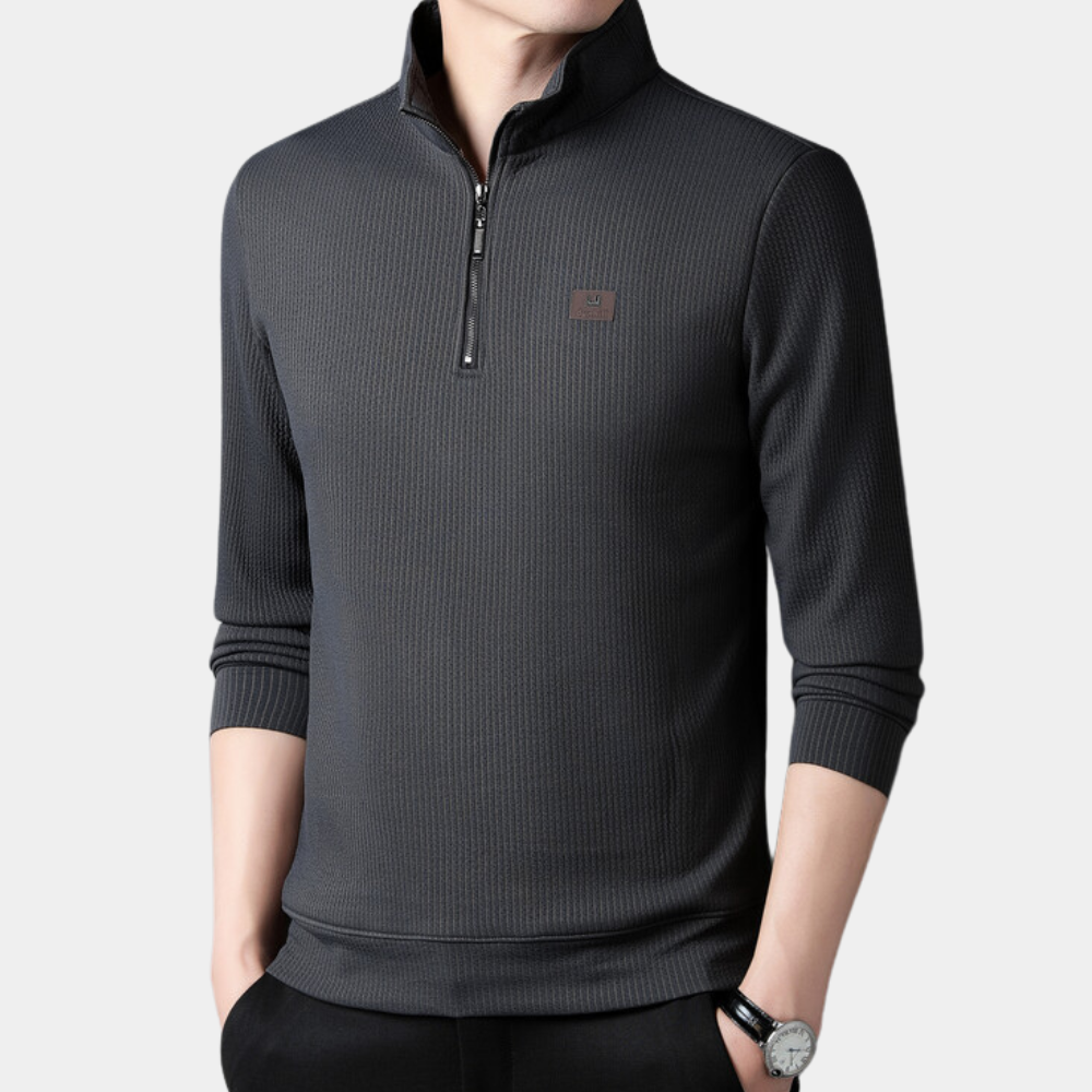 Martin Schlanker Herrenpullover mit Quadratischem Reißverschluss – Komfort und Stil in Einem