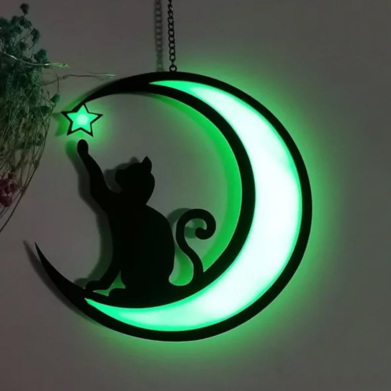 MysticPaws Katze & Halbmond Lampe – Magisches Stimmungslicht für Gemütliche Einrichtung