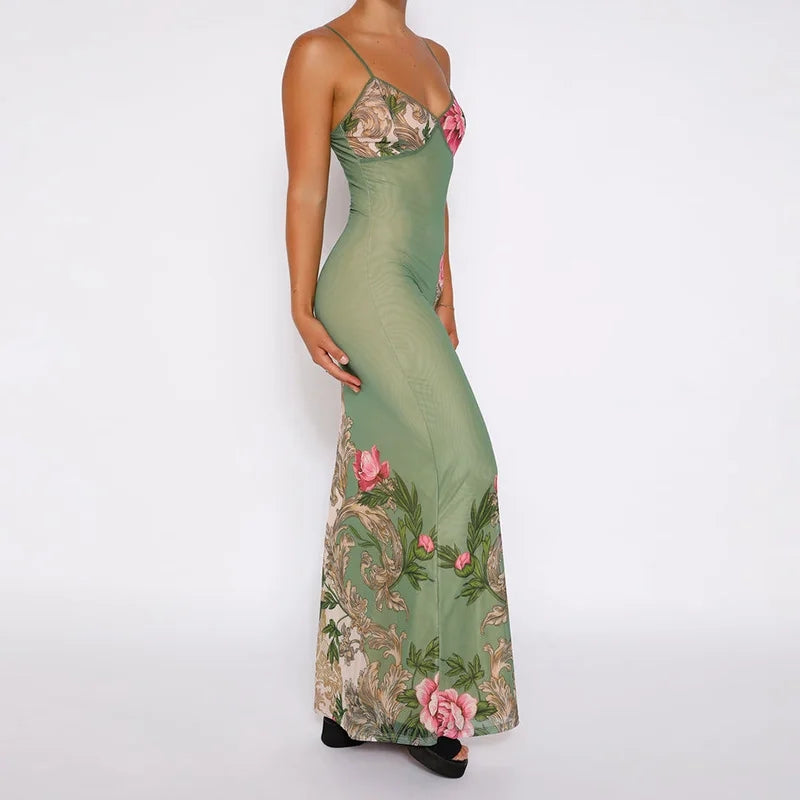 Nessa - Elegantes Blumenkleid mit Spaghettiträgern