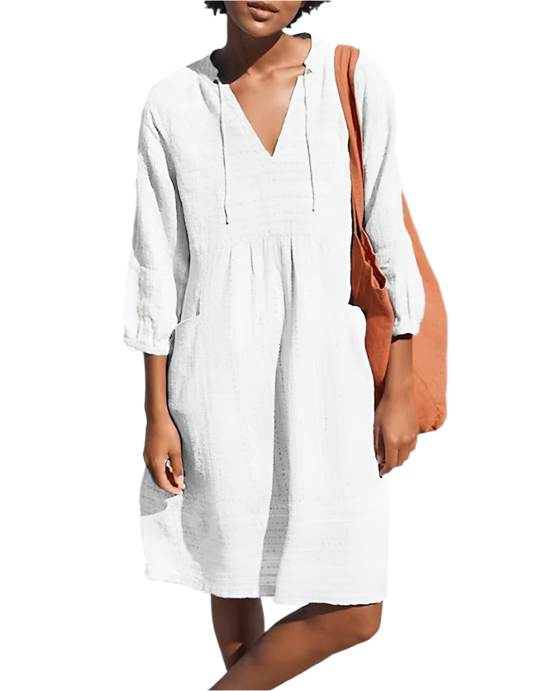 Charena - Mini-Kleid mit V-Ausschnitt und lässigem Stil