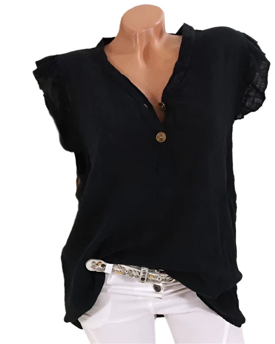 Connie - Feminin Bluse mit V-Ausschnitt und Rüschensaum