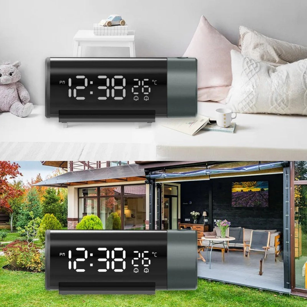 LED-Digitalprojektor-Uhr mit Thermometer
