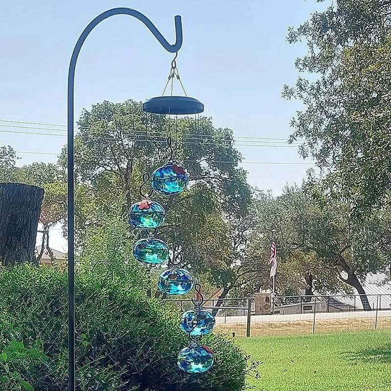 ChimeFeeder Mundgeblasenes Glas Kolibrifutter mit Windglocke