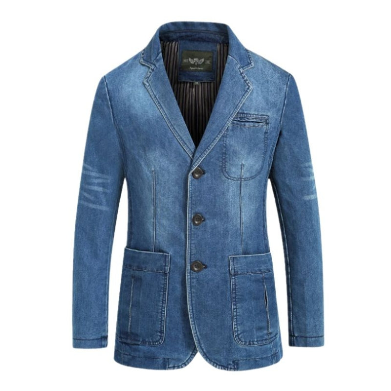 Mads Klassisch Langarm Herrenjacke mit Reverskragen und Knopfverschluss