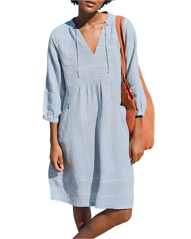 Charena - Mini-Kleid mit V-Ausschnitt und lässigem Stil