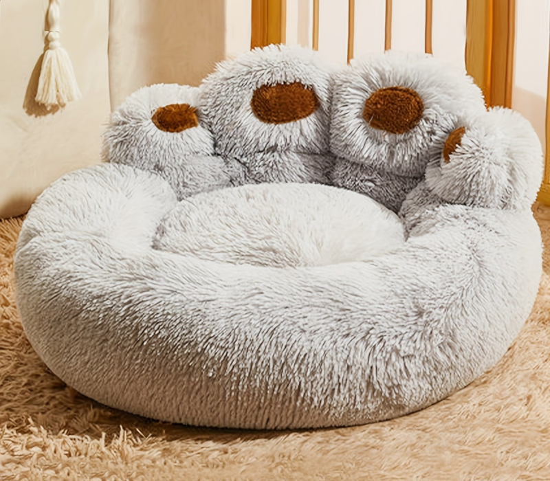 CozyPaw Waschbarer Haustierbett mit Pfotenform-Design