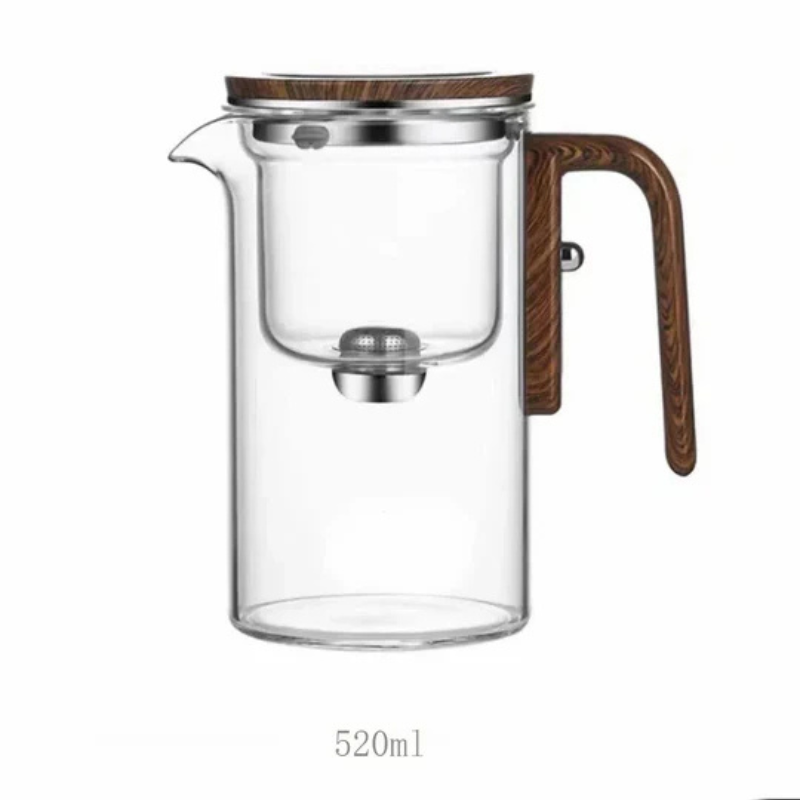 ClearPour hitzebeständiges Glas-Teekanne mit Holzhandle – Elegante Zubereitung