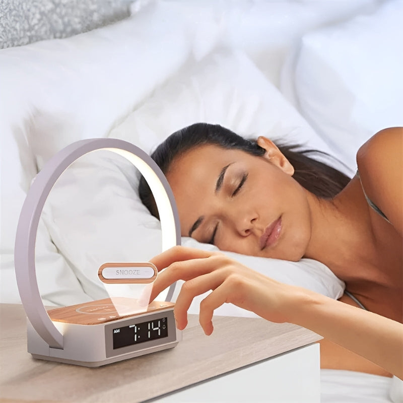 LumaDock Smart Tischlampe mit Drahtloser Ladung und Wecker