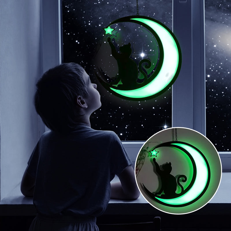 MysticPaws Katze & Halbmond Lampe – Magisches Stimmungslicht für Gemütliche Einrichtung