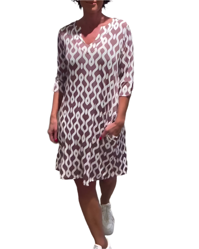 Modessa Midikleid mit modernem Druck – Weiche Alltags Eleganz