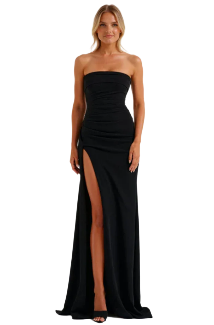 Novi - Trägerlose Maxikleid mit hohem Schlitz