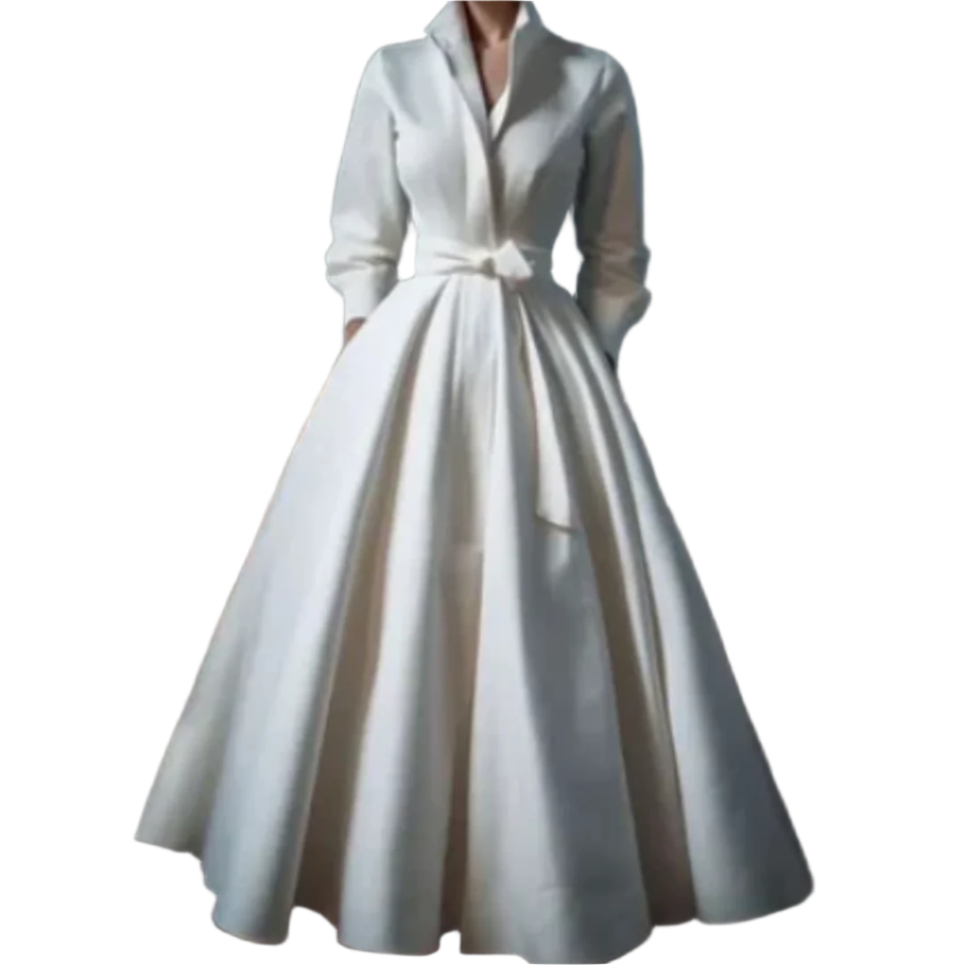 Alexia - Elegantes langärmliges A-Linien-Kleid