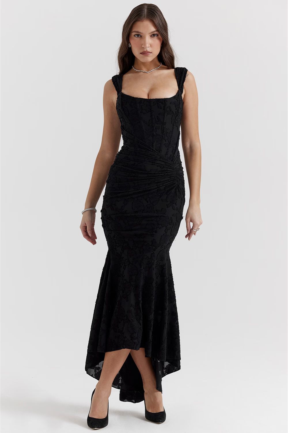 Celeste Maxikleid mit tiefem V-Ausschnitt