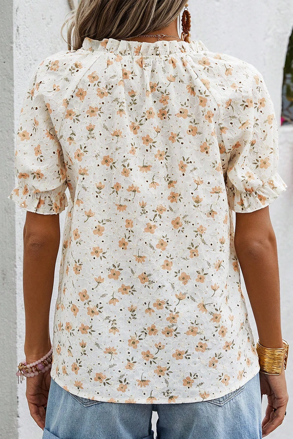 Monica - Vintage-inspirierte Blumenbluse mit Puffärmeln
