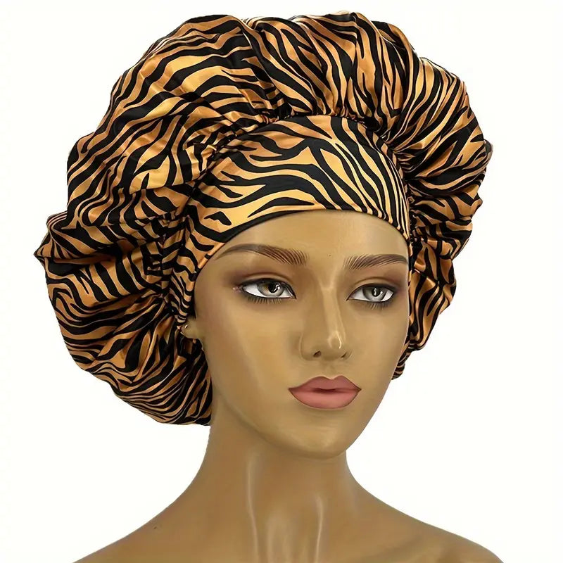 Leopardmusterte Seiden-Schlafmütze für Damen – Weich & Schützend Haube | 1+1 Gratis