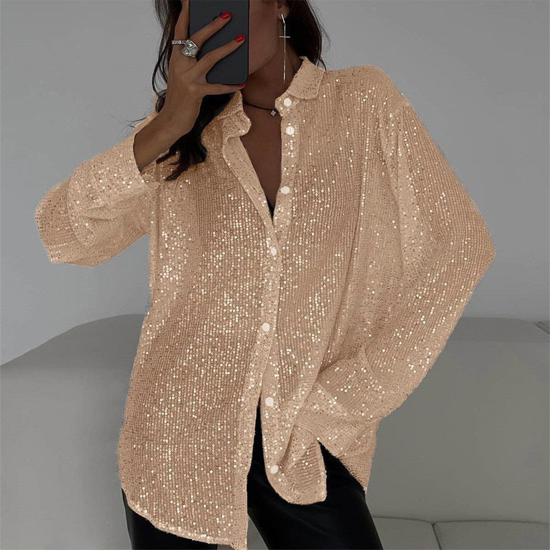 Caroline - Übergroße Paillettenjacke mit Knöpfen