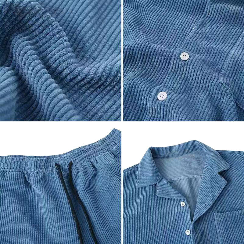Caspar – Herren Sommeranzug mit Kurzarmhemd und Kordelshorts
