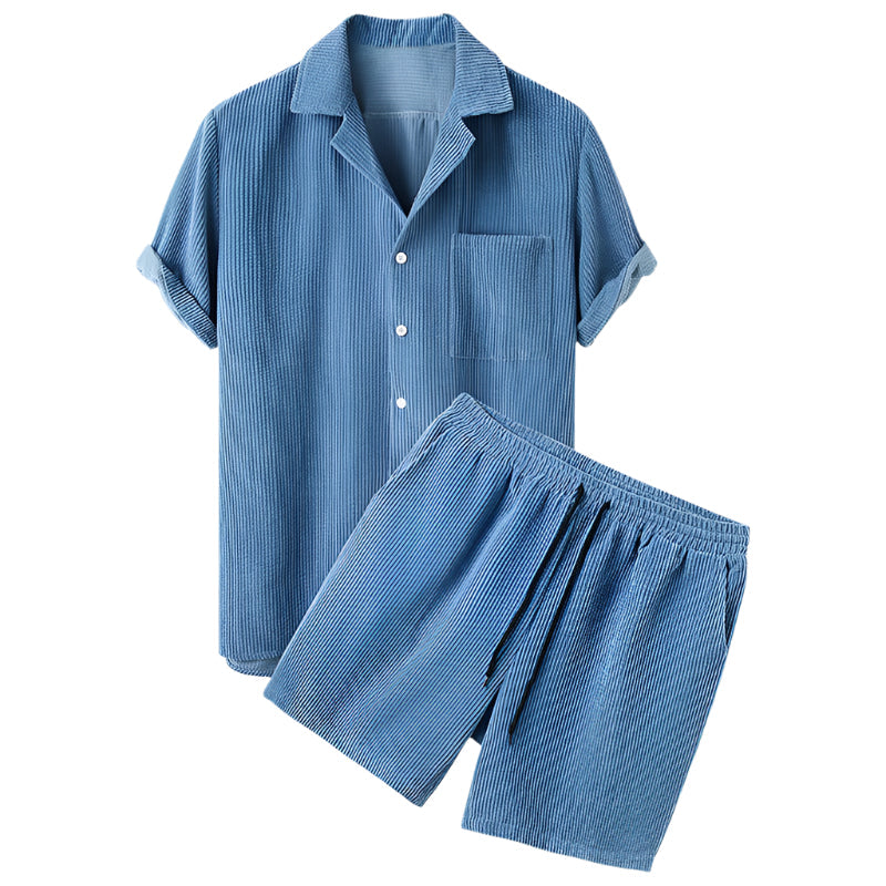 Caspar – Herren Sommeranzug mit Kurzarmhemd und Kordelshorts