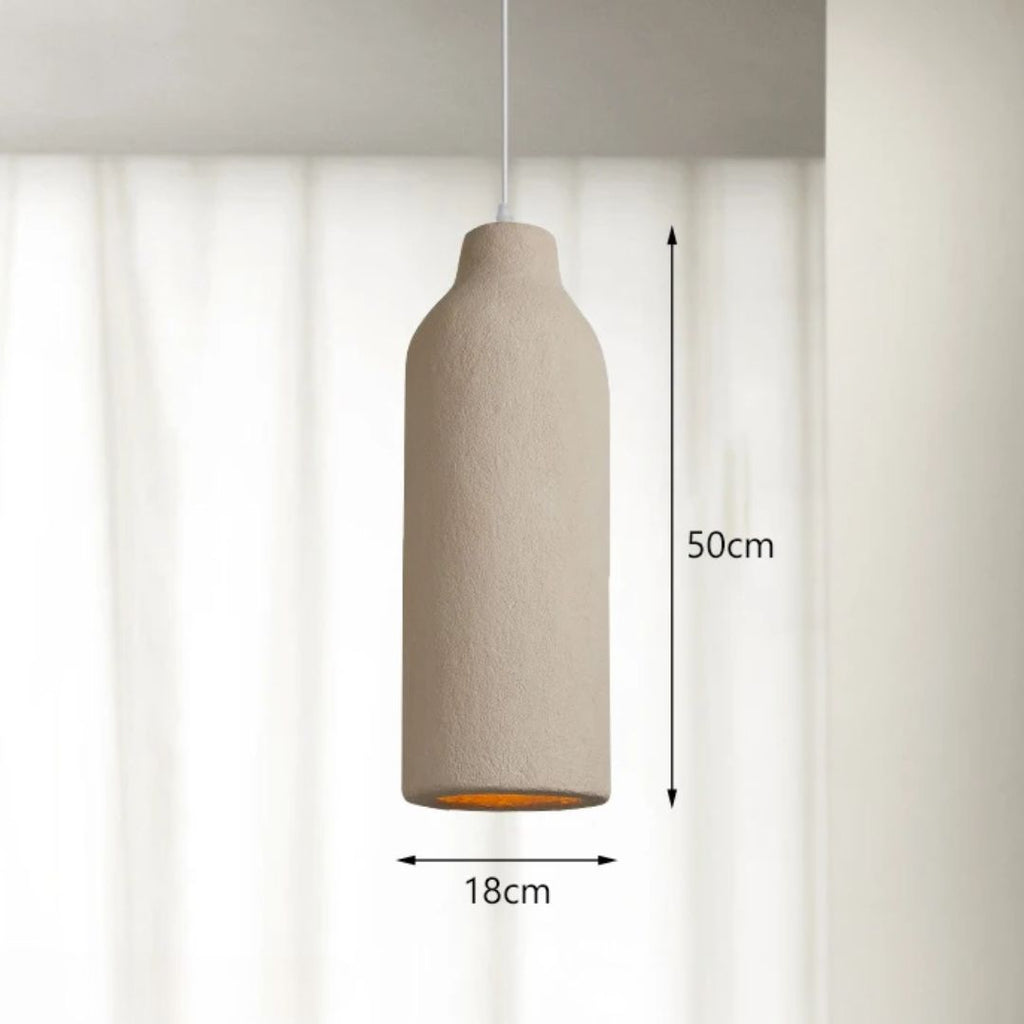 TerraGlow - Texturierte beige Pendelleuchte mit zylindrischem Schirm