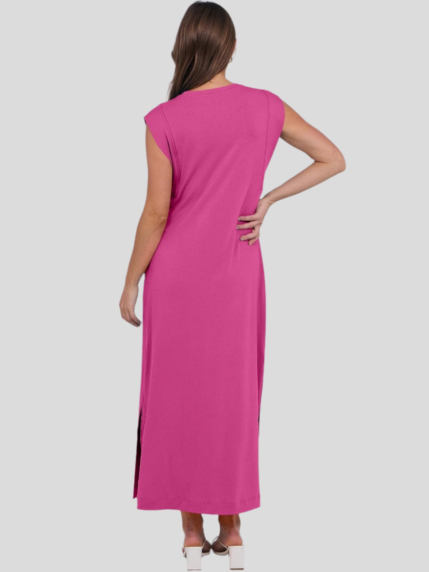 Breezeluxe Legeres Sommer-Maxikleid – Kurze Ärmel und Rundhalsausschnitt
