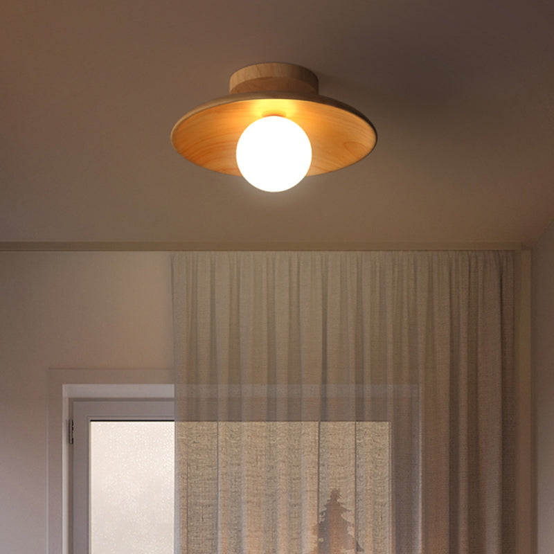 Deckenlicht - Mid-Century Moderne Holz- und Globe-Einbauleuchte