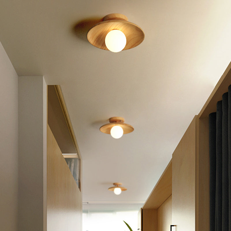 Deckenlicht - Mid-Century Moderne Holz- und Globe-Einbauleuchte