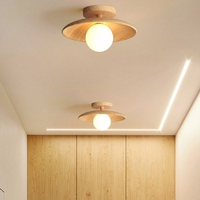 Deckenlicht - Mid-Century Moderne Holz- und Globe-Einbauleuchte