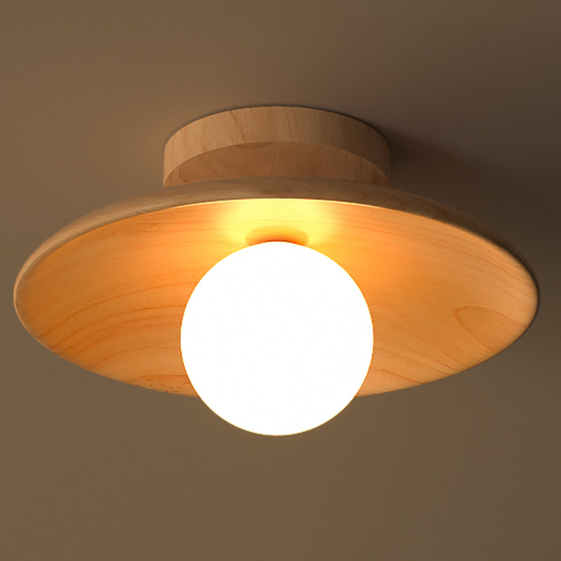 Deckenlicht - Mid-Century Moderne Holz- und Globe-Einbauleuchte