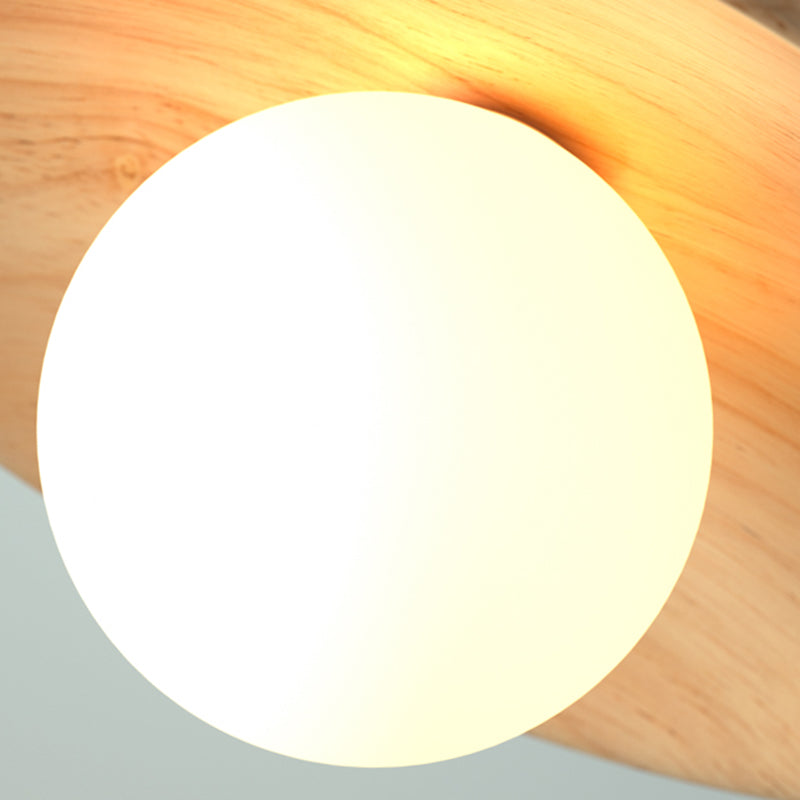 Deckenlicht - Mid-Century Moderne Holz- und Globe-Einbauleuchte