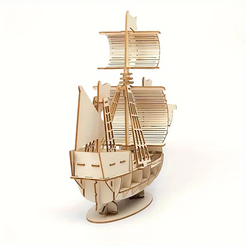 SailCraft 3D DIY-Holzsegelboot-Puzzleset – Dekorationsset für Zuhause und Büro