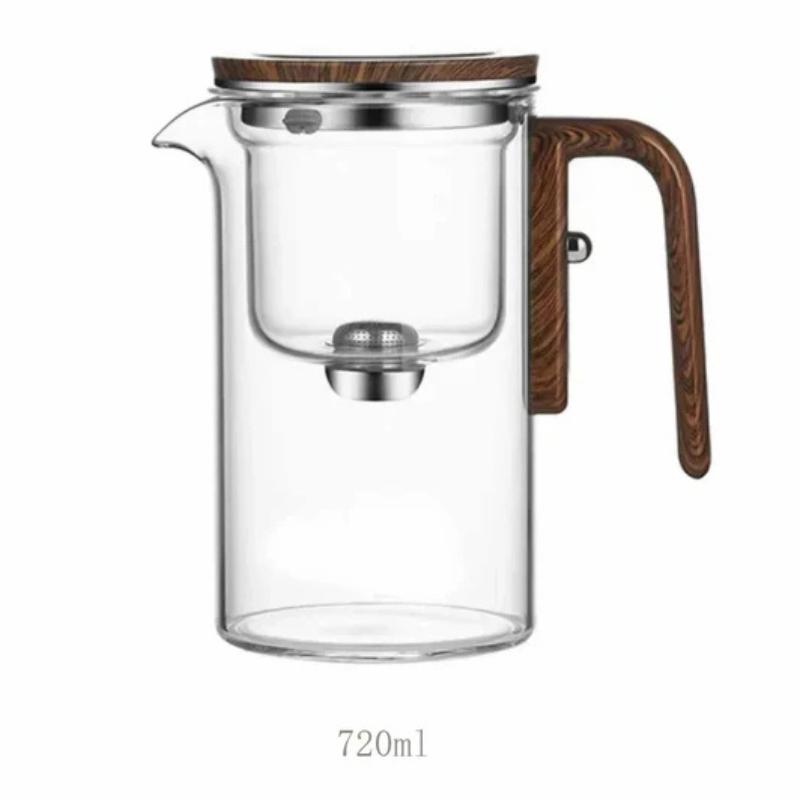 ClearPour hitzebeständiges Glas-Teekanne mit Holzhandle – Elegante Zubereitung